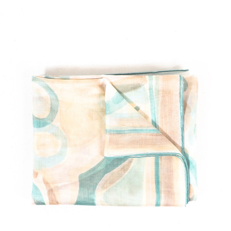 Delvaux Blue Beige Cotton Scarf