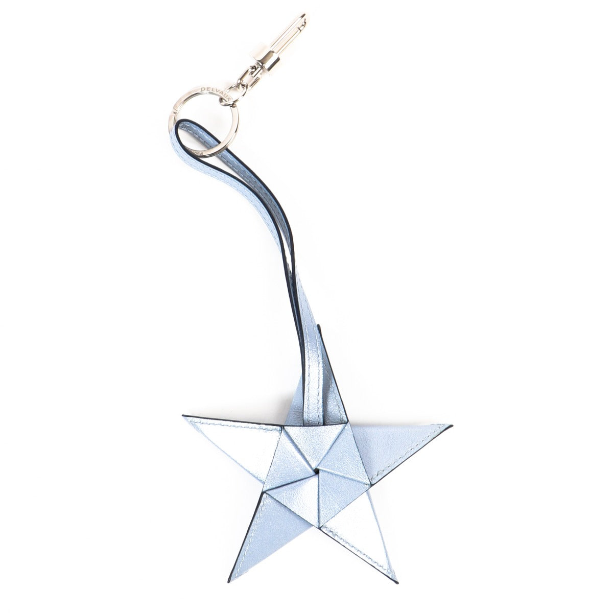 Delvaux Blue Leather Star Keychain