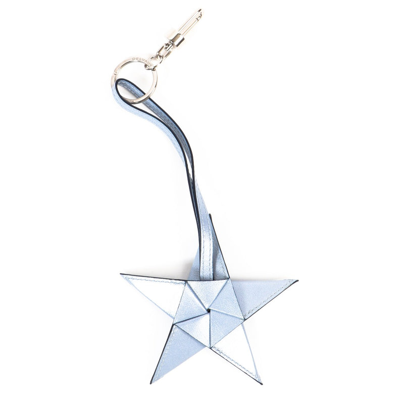 Delvaux Blue Leather Star Keychain