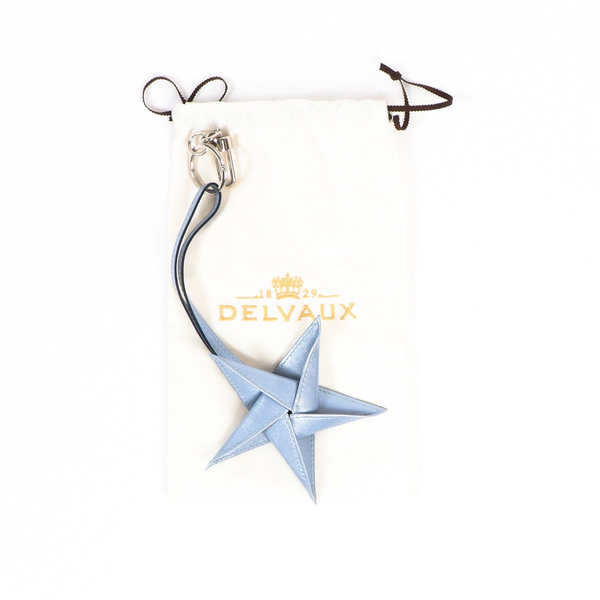 Delvaux Blue Leather Star Keychain