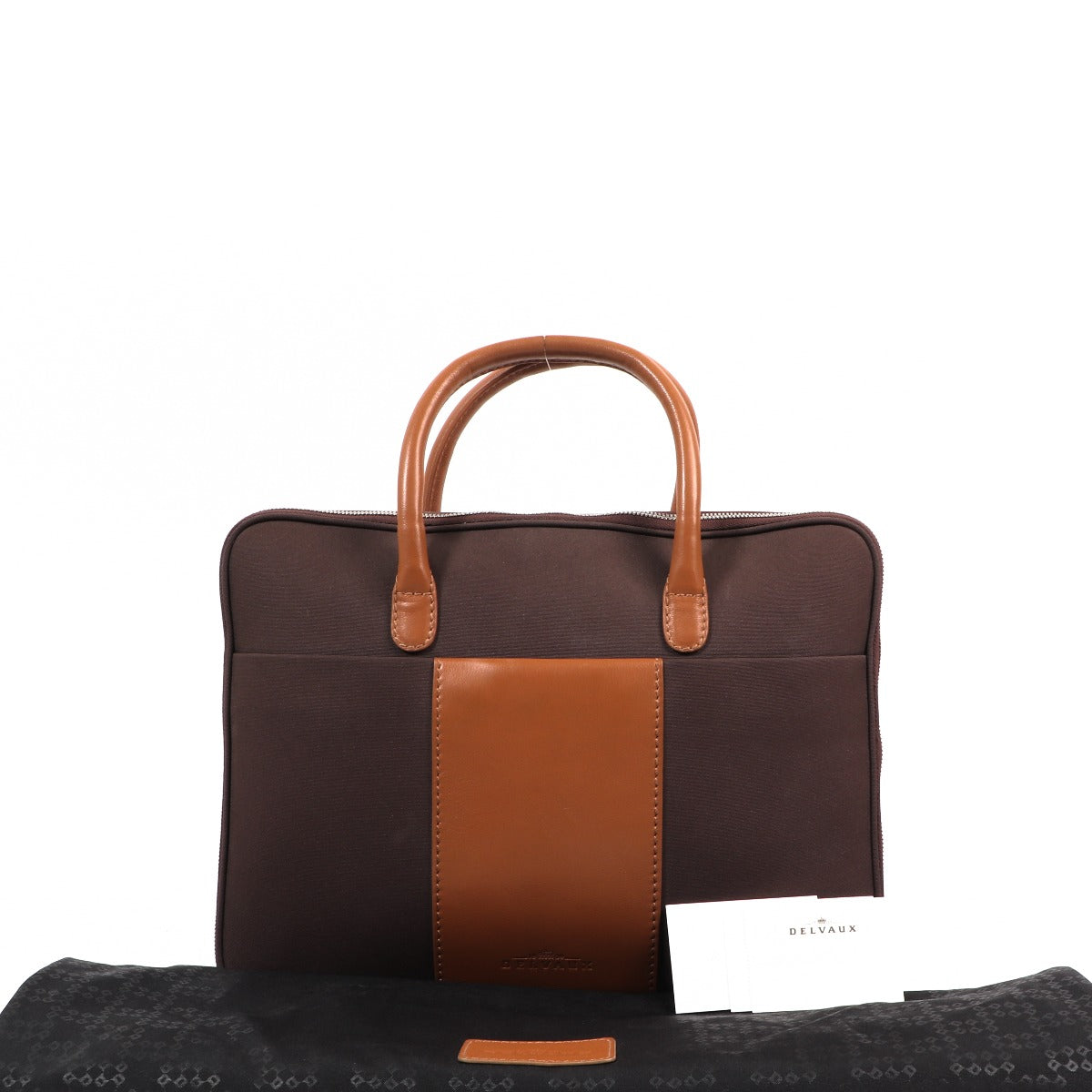 Delvaux Airess Laptop Case 13 Canvas Brown/Cognac Briefcase