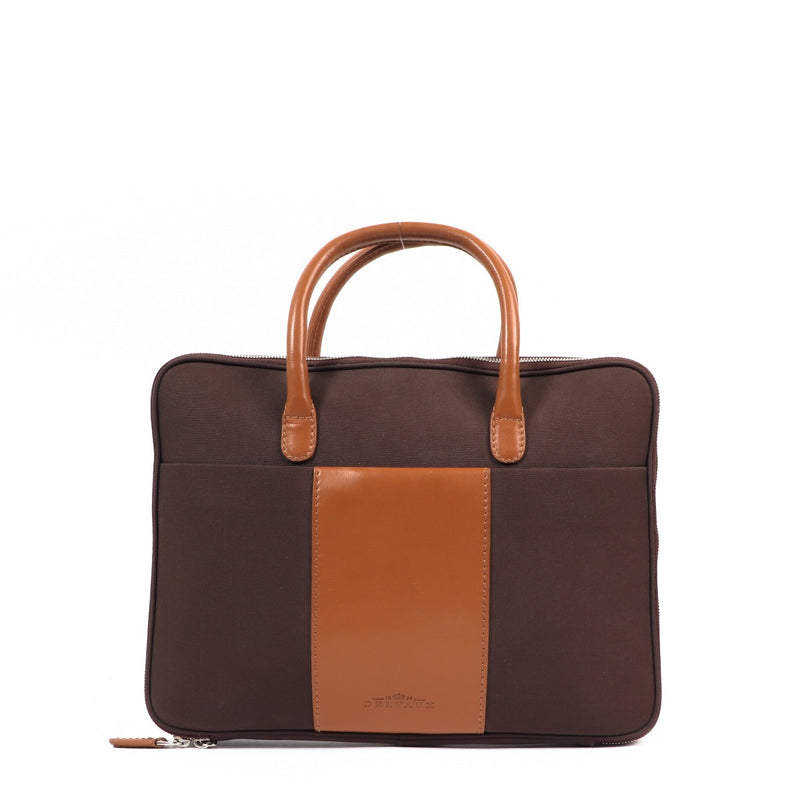 Delvaux Airess Laptop Case 13 Canvas Brown/Cognac Briefcase