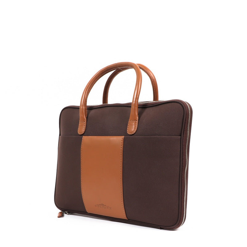Delvaux Airess Laptophoes 13 Canvas Bruin/Cognac Aktetas