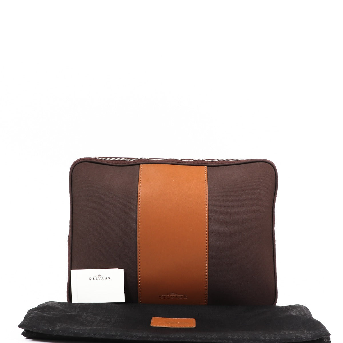 Delvaux Airess Laptop Pouch 13 Canvas Brown/Cognac