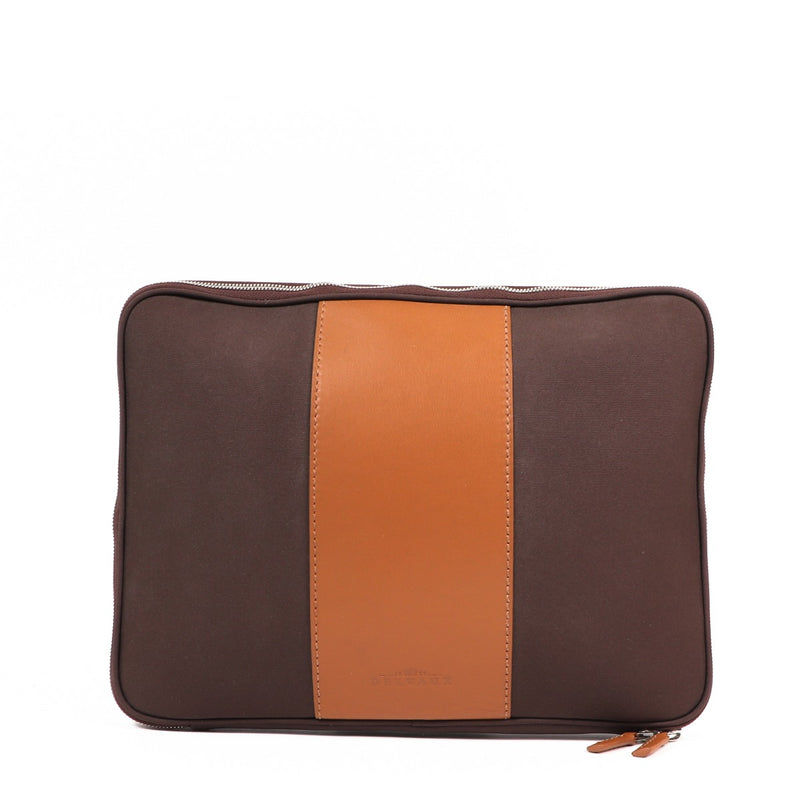 Delvaux Airess Laptop Pouch 13 Canvas Brown/Cognac