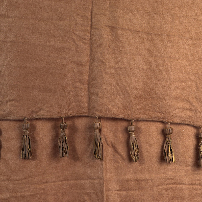 Delvaux Brown Cashmere Leather Tassel Scarf