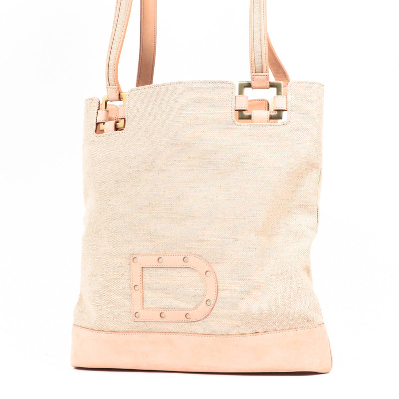Delvaux Paul Nude Canvas Tote Bag
