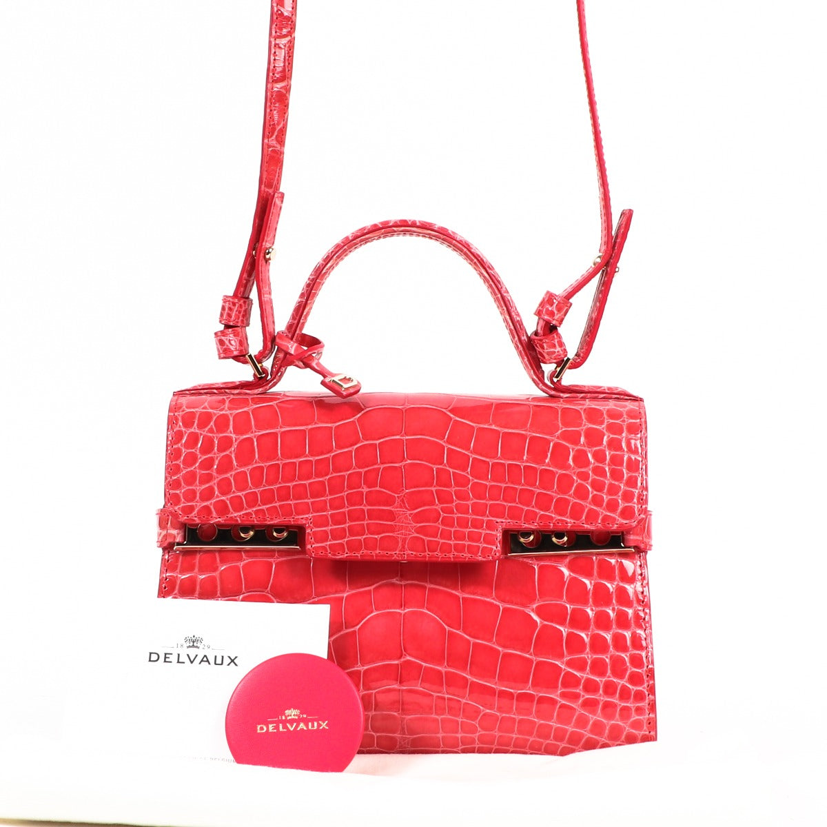 Delvaux Tempête Mini Rose Candy Shiny Alligator