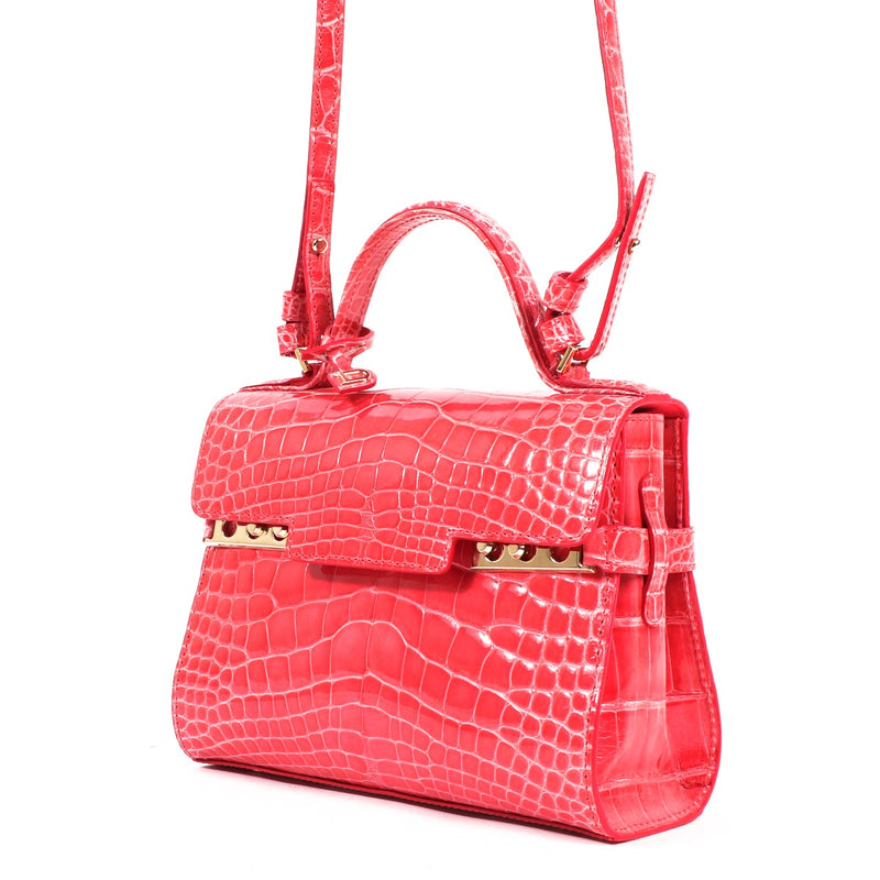 Delvaux Tempête Mini Rose Candy Shiny Alligator