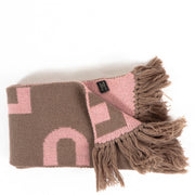 Delvaux Pink D Logo Fringe Knit Scarf
