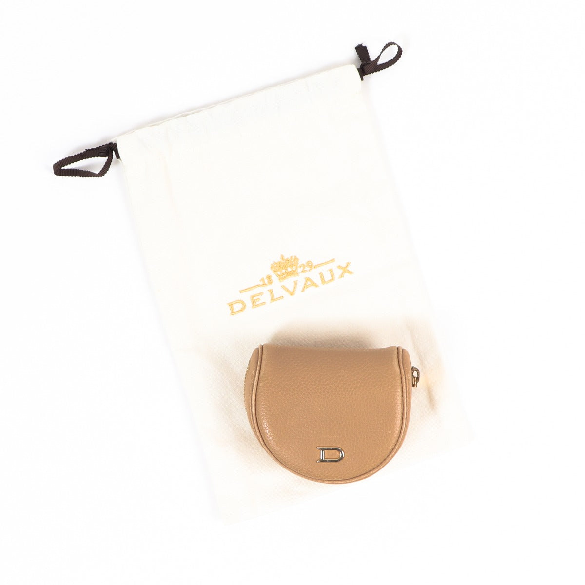 Delvaux Taupe Leather Coin Wallet