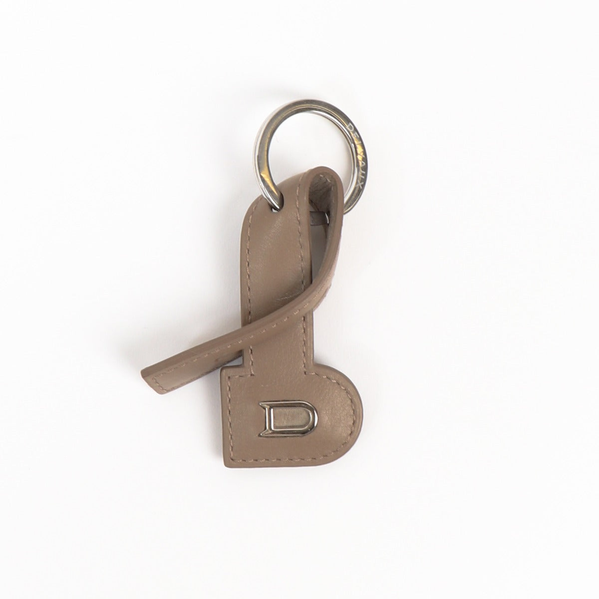 Delvaux Taupe Leather Keychain