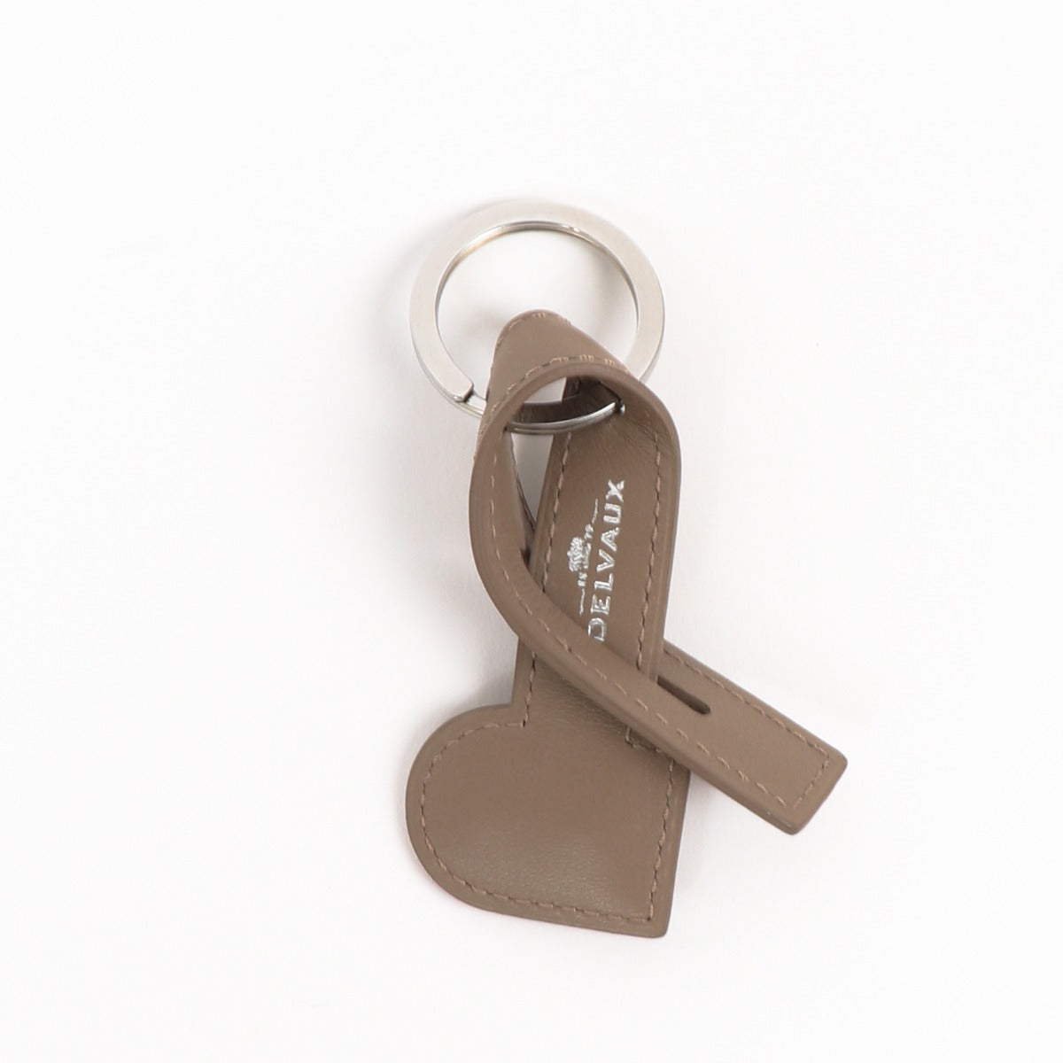 Delvaux Taupe Leather Keychain