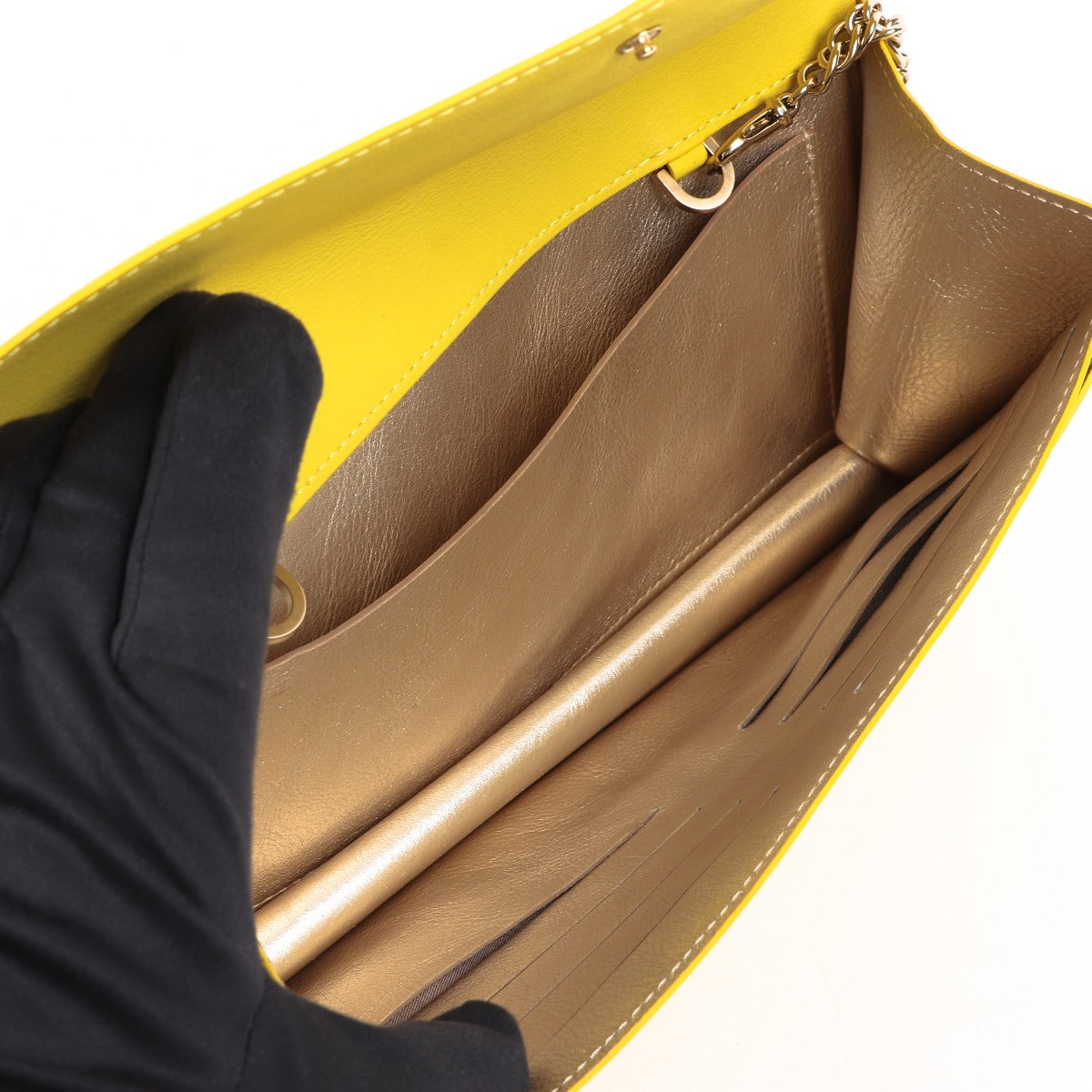 Delvaux Brin De Folie Gele Leren Clutch Met Ketting