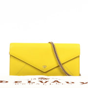Delvaux Yellow Leather Clutch With Chain