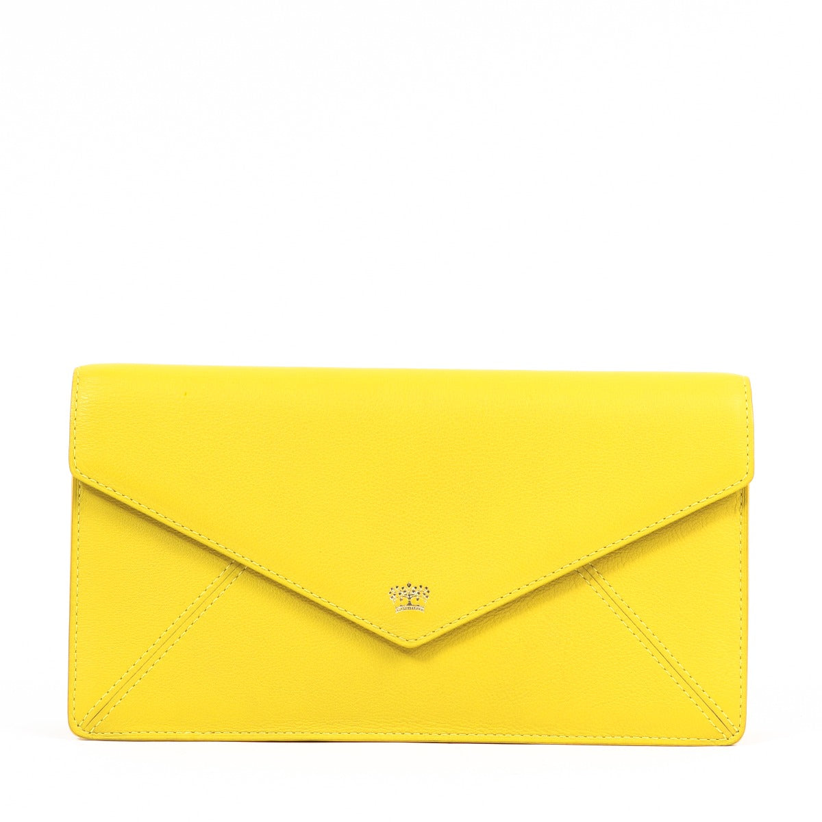 Delvaux Yellow Leather Clutch With Chain