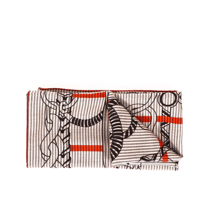 Buy an authentic Hermes Panoplie Equestre Grey Cashmere Silk Scarf at Labellov in Antwerp.