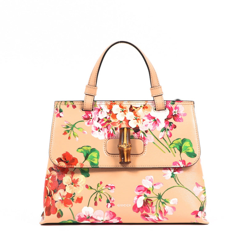 Gucci Pink Floral Bamboo Daily Handbag
