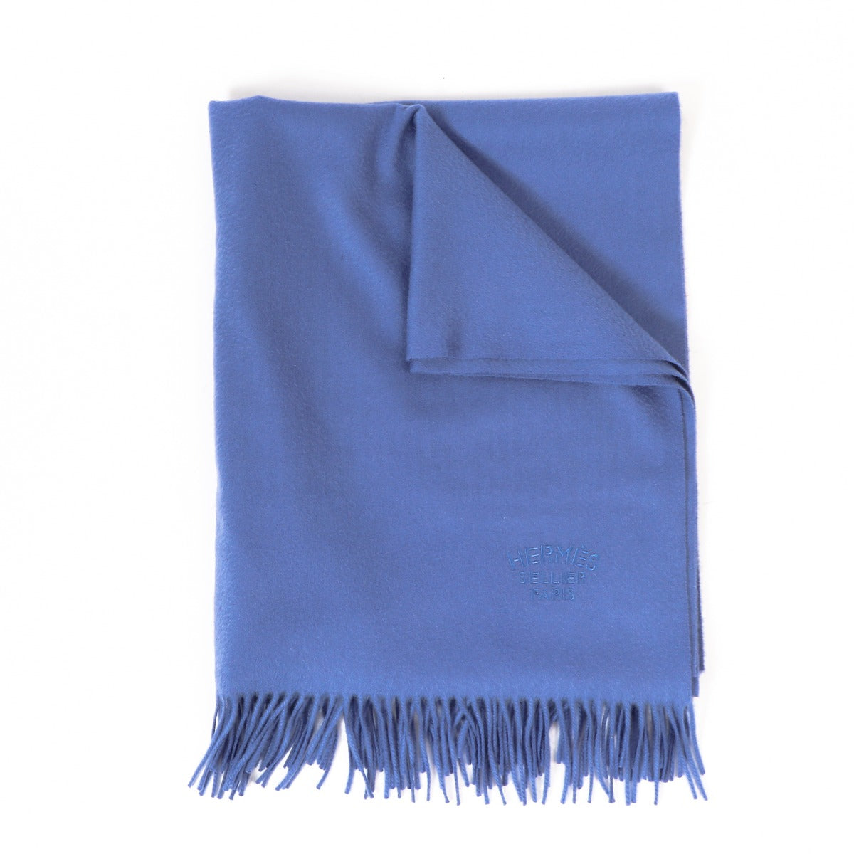 Hermès Bleu Lavande Broderie H Cashmere Etole Scarf