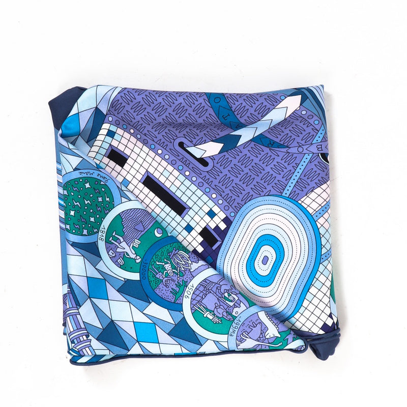 Hermès Blauw Le Laboratoire du Temps Giant Driehoek Sjaal