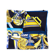 Buy an authentic Hermès Blue Les Trophées Cashmere & Silk Shawl in very good condition at Labellov in Antwerp.
