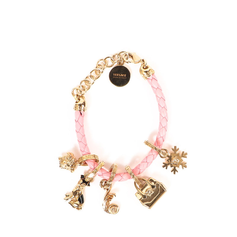 Buy an authentic second-hand Versace Pink Leather Bracelet in very good condition at Labellov in Antwerp.