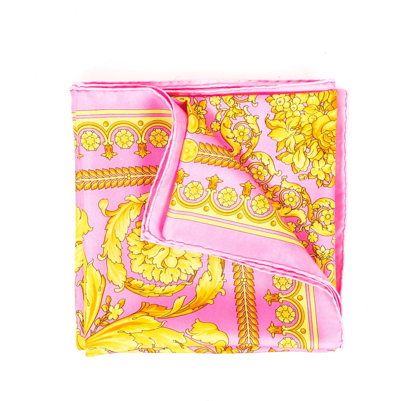 Versace Barocco Pink Large Silk Foulard Scarf