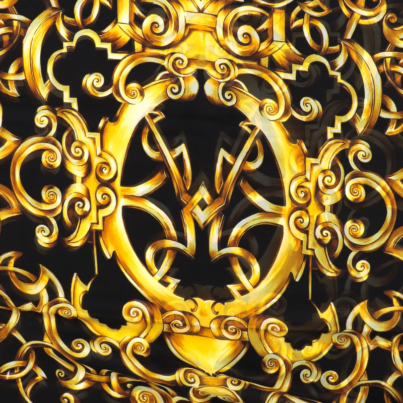 Buy an authentic Versace Black/Yellow Silk Scarf in very good condition at Labellov in Antwerp.