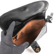 Buy an authentic second-hand Delvaux Black Croco Leather Crossbody Bag in very good condition at Labellov in Antwerp.
