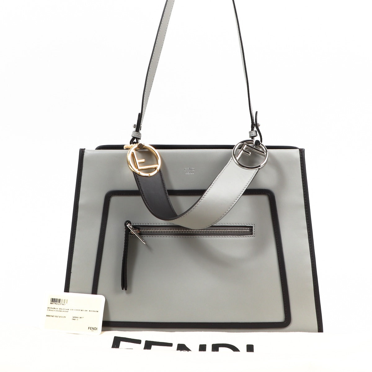 Buy an authentic second-hand Fendi Grey Leather Runaway Top Handle Bag in very good condition at Labellov in Antwerp.