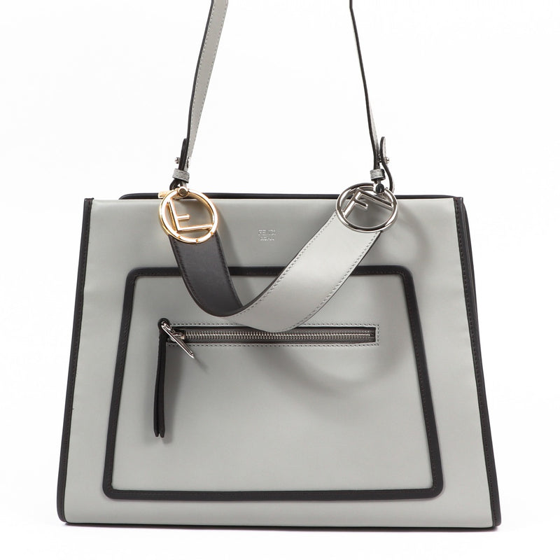 Buy an authentic second-hand Fendi Grey Leather Runaway Top Handle Bag in very good condition at Labellov in Antwerp.