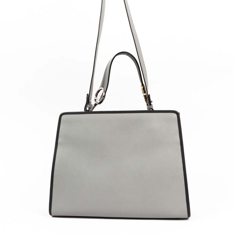 Buy an authentic second-hand Fendi Grey Leather Runaway Top Handle Bag in very good condition at Labellov in Antwerp.