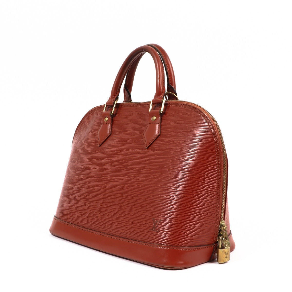 Buy an authentic second-hand Louis Vuitton Orange Epi Leather Top Handle Alma Bag in very good condition at Labellov in Antwerp.
