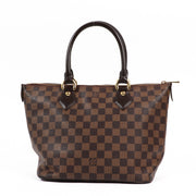 Buy an authentic second-hand Louis Vuitton Damier Ebene Saleye PM Top Handle Bag in very good condition at Labellov in Antwerp.