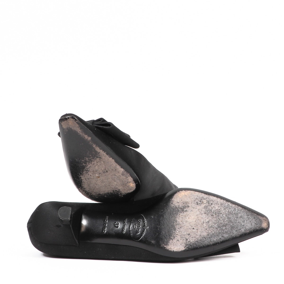 Buy authentic second-hand Prada Black Satin Kitten Heels - Size 37 in very good condition at Labellov in Antwerp.
