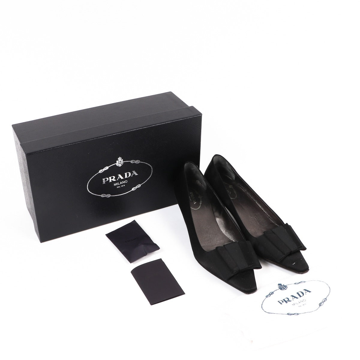 Buy authentic second-hand Prada Black Satin Kitten Heels - Size 37 in very good condition at Labellov in Antwerp.