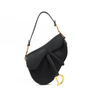 Christian Dior Saddle Bag Black Grained Calfskin