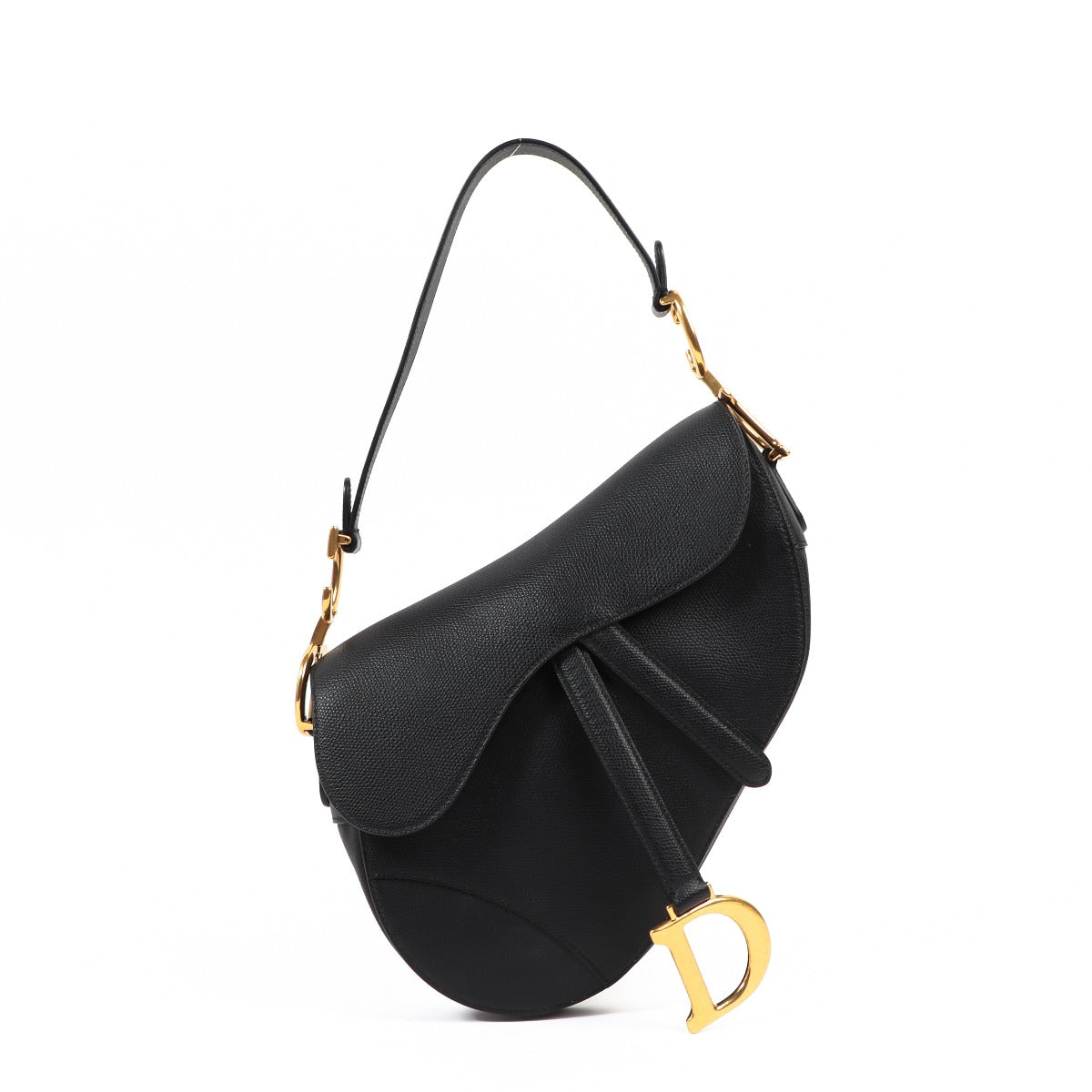 Christian Dior Saddle Bag Black Grained Calfskin