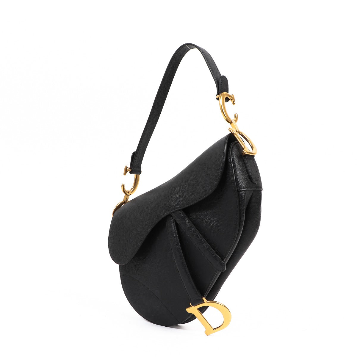 Christian Dior Saddle Bag Black Grained Calfskin