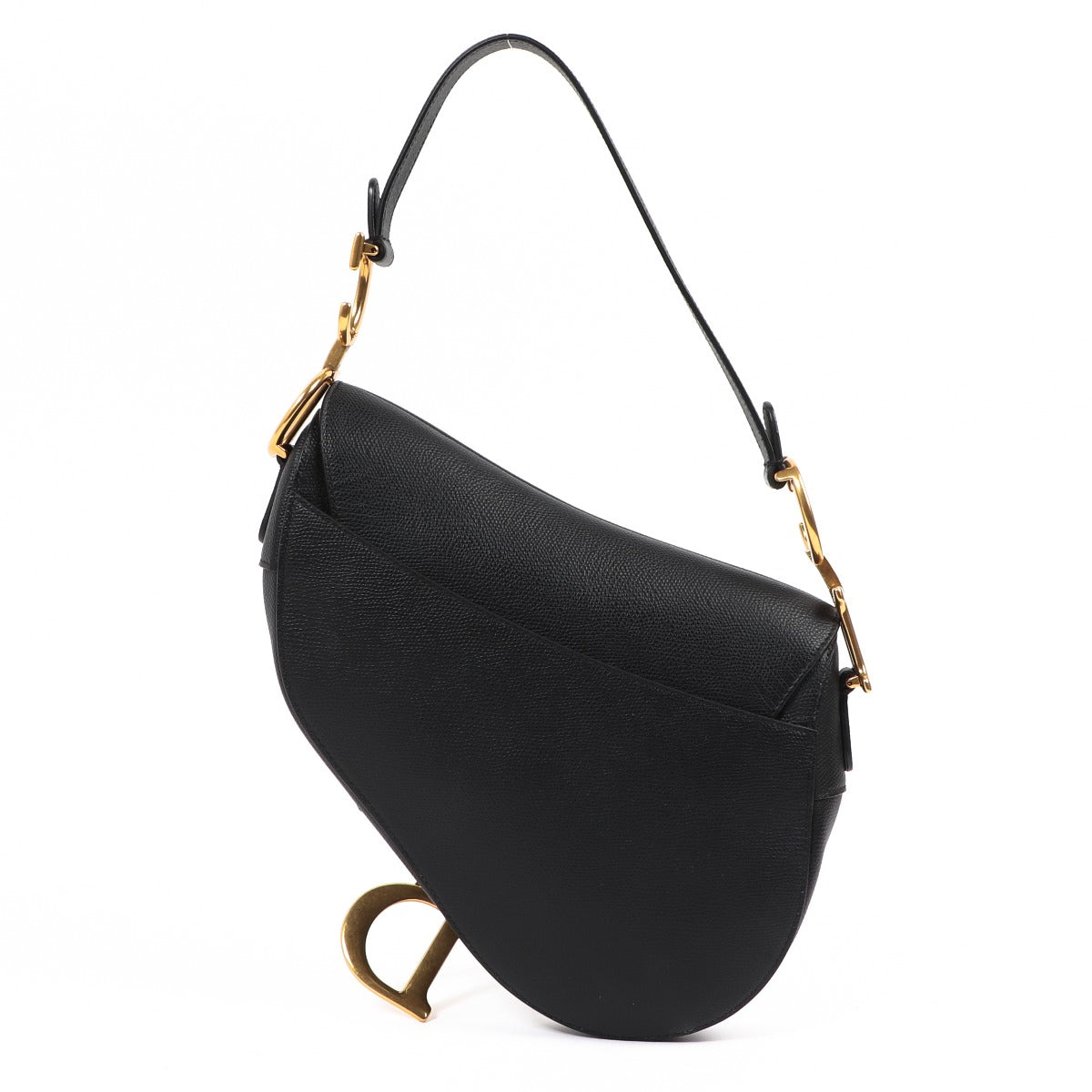 Christian Dior Saddle Tas Zwart Generfd Kalfsleer