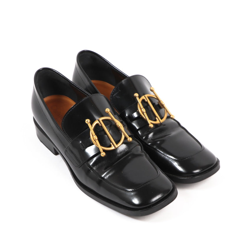 Buy authentic second-hand Christian Dior Black Glazed Calfskin Moccasins in Size 37 in very good condition at Labellov in Antwerp.