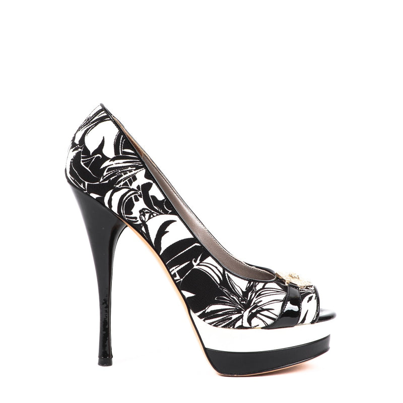 Versace Medusa Black & White Platform Heels