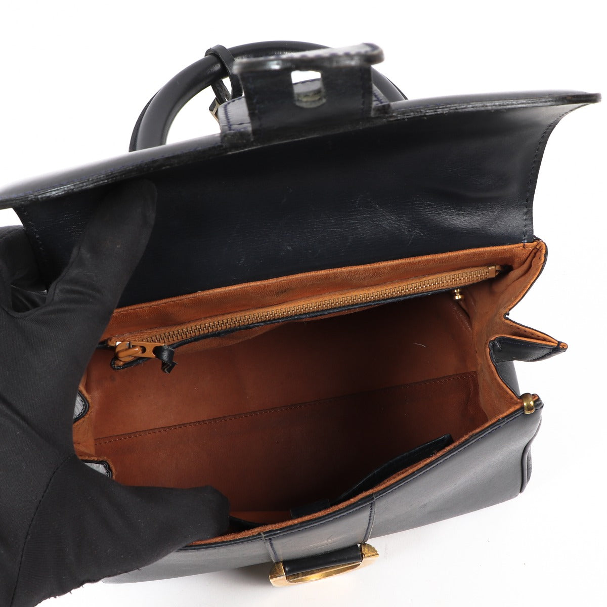 Buy an authentic Delvaux Midnight Blue Calfskin Brillant PM Top Handle Bag in very good condition at Labellov in Antwerp.