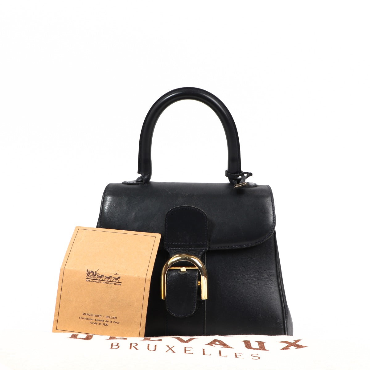 Buy an authentic Delvaux Midnight Blue Calfskin Brillant PM Top Handle Bag in very good condition at Labellov in Antwerp.