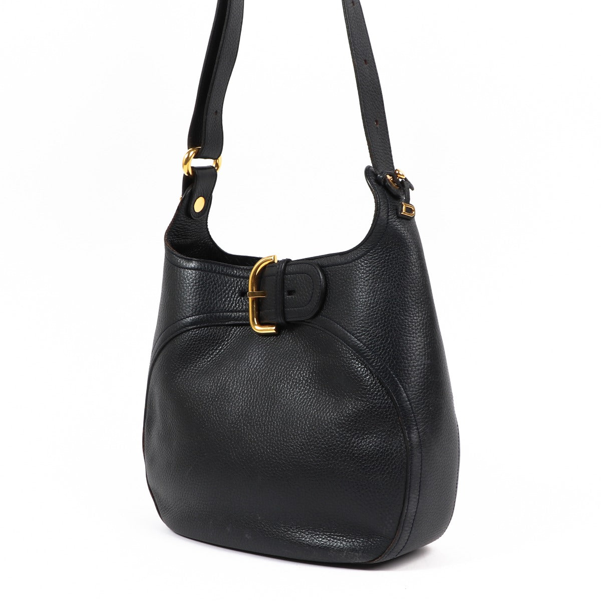 Delvaux Midnight Blue Grained Leather Souverain Shoulder Bag