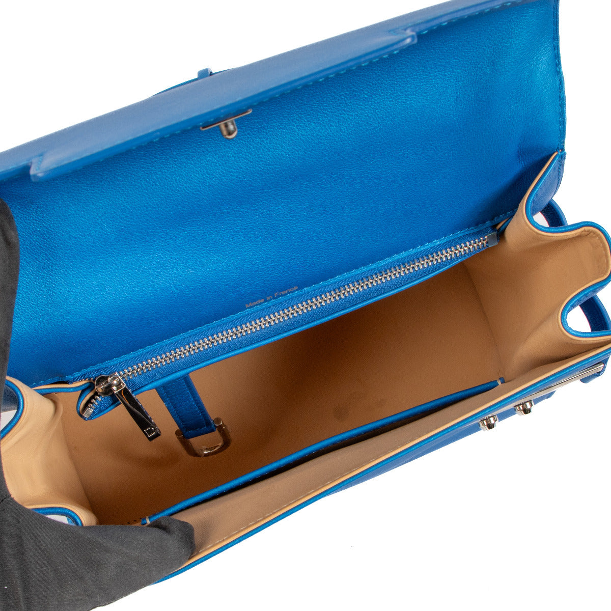 Delvaux Electric Satin Tempête MM + Bandoulière en Fourrure