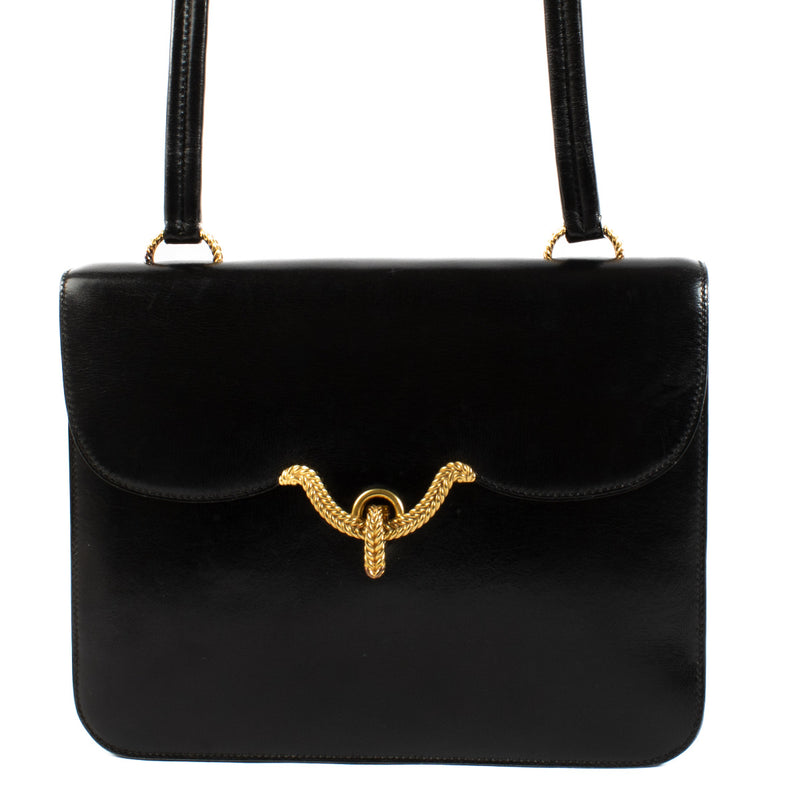Hermès Black Vintage Box Calf Bag
