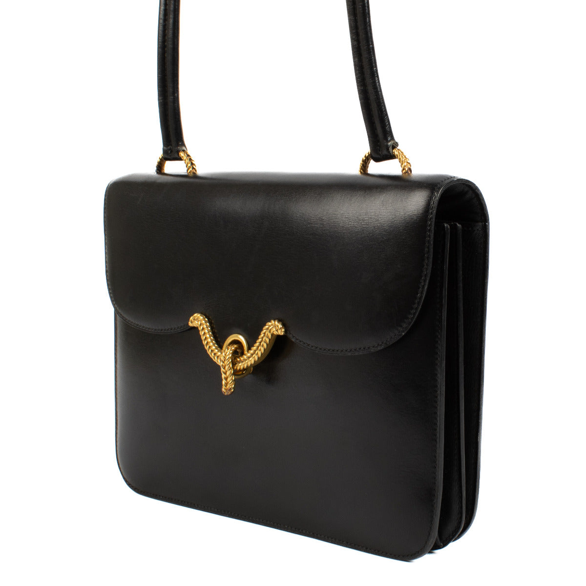 Hermès Black Vintage Boxcalf Leather Shoulder Bag