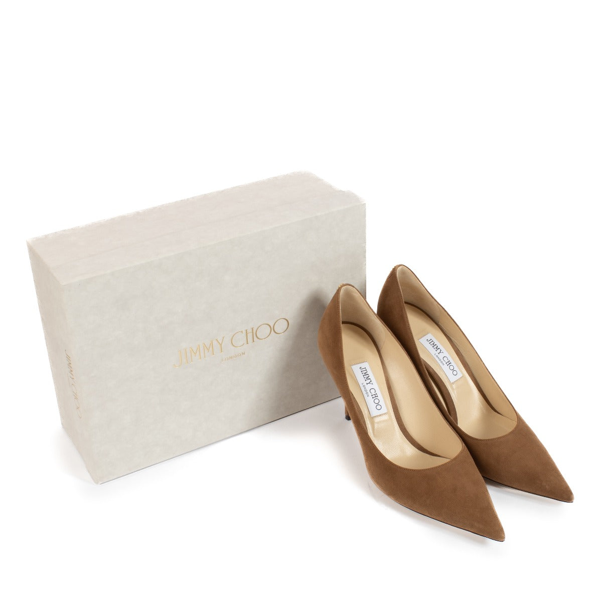 Shop safe online at Labellov in Antwerp, Brussels and Knokke this 100% authentic second hand Jimmy Choo Brown Suede Clove Love 85 Pumps - Size 41