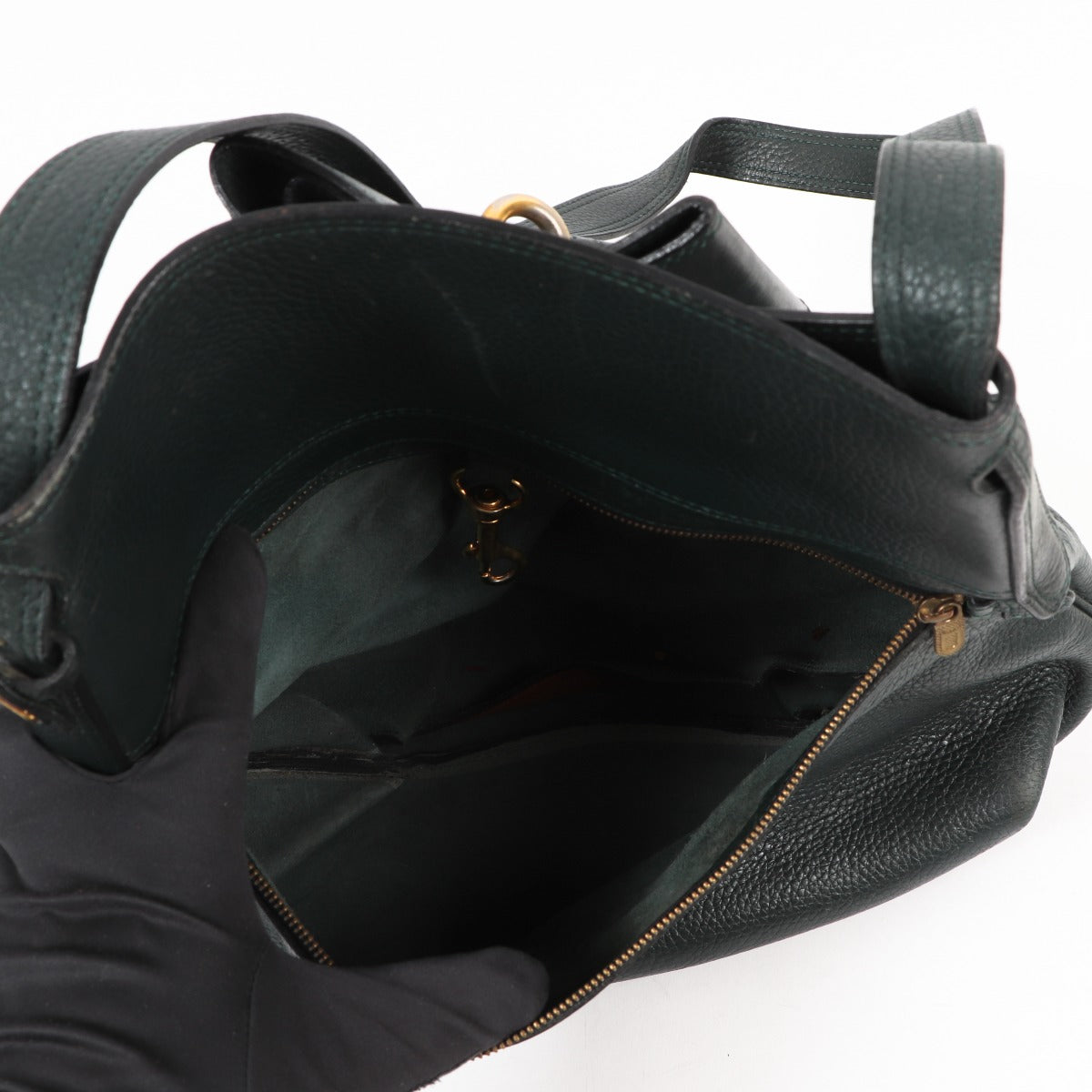 Delvaux Green Leather Faust Shoulder Bag
